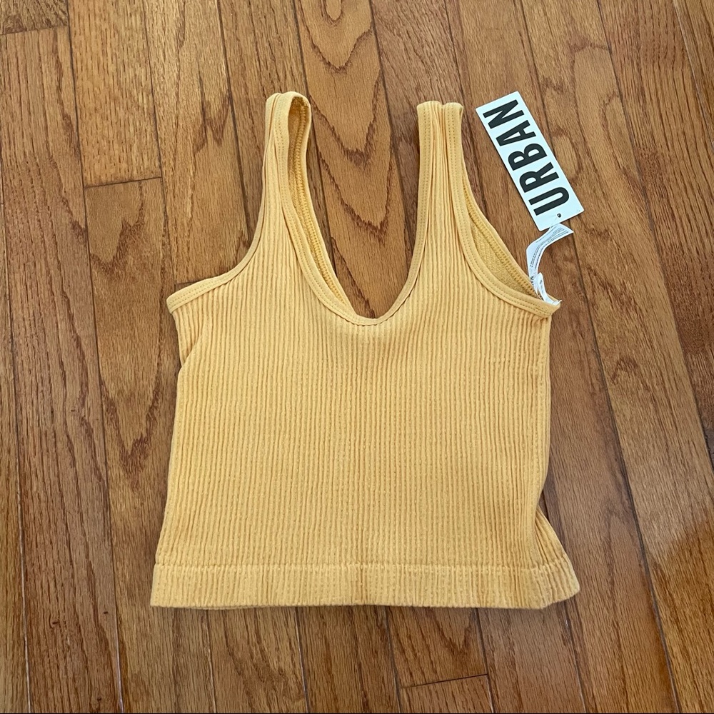 Urban outfitters women rib knit crop tank yellow